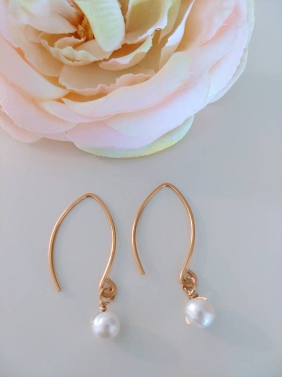 Loveswan Freshwater Pearls Solid Brass Earrings | Etsy