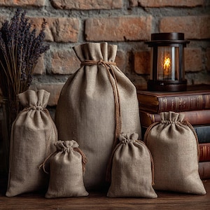 Custom Linen Gift Bag with Wish Note: Reusable Favor Bag