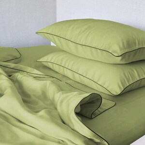 Piping Sateen Cotton Bedding Set: Luxury Breathable Bed Sheets