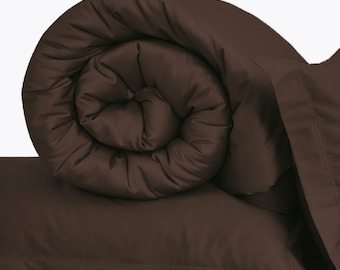 Brown Cotton Duvet Cover – 100% Natural Sateen - Cozy & Elegant