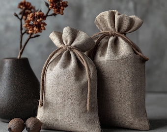 Linen Drawstring Gift Bags: Reusable Favor Pouches, Eco-Friendly