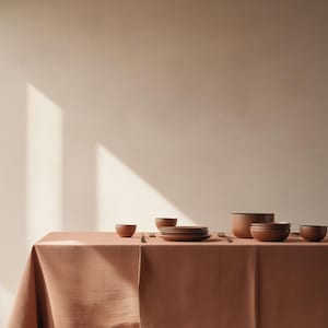 Natural Terracotta Linen Tablecloth: Elegance & Comfort