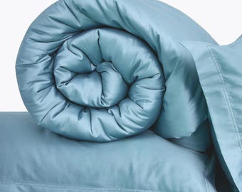 Light blue Cotton Duvet Cover – 100% Natural Sateen - Cozy & Elegant