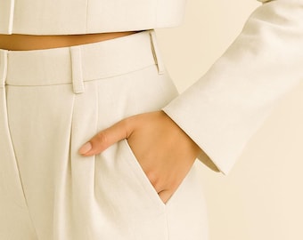 White Linen Trousers: Classic Summer Style, Plus Size Available