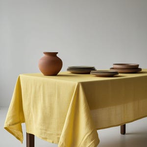 Yellow Natural Linen Tablecloth: Elegance & Comfort
