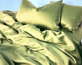 Eucalyptus Lyocell Sateen Bedding Set: Eco-Friendly Duvet Cover & Pillowcases