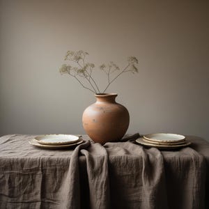 Brown Natural Linen Tablecloth: Elegance & Comfort