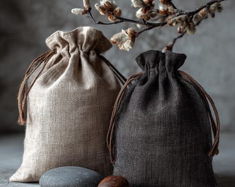 Bolsa de regalo de lino con cordón: bolsas reutilizables para regalos, almacenamiento ecológico