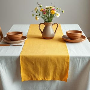 Natural Orange Linen Table Runner – Rustic, Elegant, Eco-Friendly Table Decor for Dining or Special Occasions