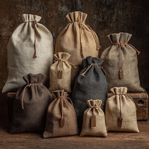 Personalized Linen Gift Bag with Wish Note: Eco-Friendly Drawstring Favor