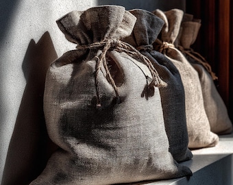 Handmade Linen Drawstring Gift Bags: Eco-Friendly Fabric Pouches