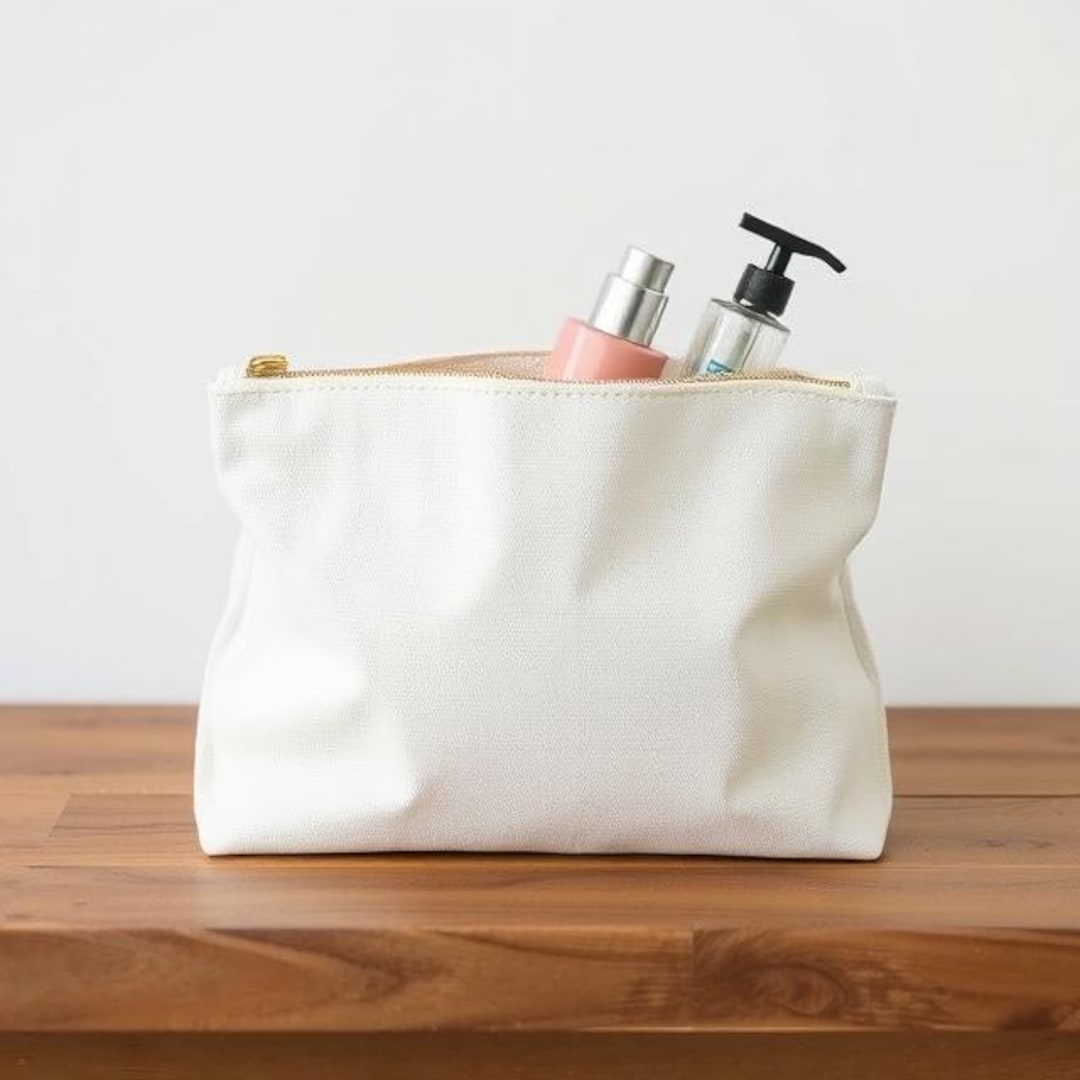 Handgefertigte Kosmetiktasche aus Leinen: Make-up-Tasche mit