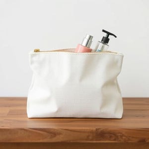 Handmade Linen Cosmetic Bag: Zippered Makeup Pouch, Travel Organizer