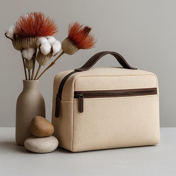 Handmade Beige Linen Cosmetic Bag | Zippered Makeup | Toiletry Organizer With Handle - Etsy Handmade Beige Linen Cosmetic Bag | Zippered Makeup | Toiletry Organizer With Handle - Etsy