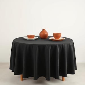 Black Natural Round Linen Tablecloth: Elegance & Comfort