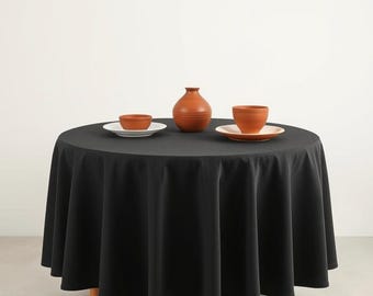 Mantel redondo de lino natural negro: elegancia y comodidad