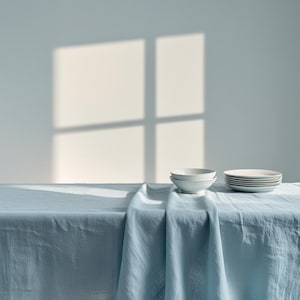 Blue Natural Linen Tablecloth: Elegance & Comfort