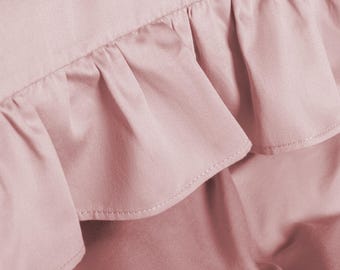 Conjunto de cama de cetim de algodão com babados rosa – decoração de quarto romântica e elegante