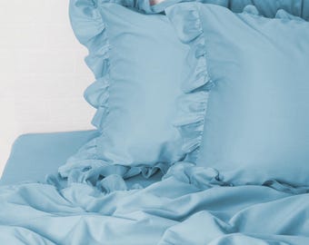 22 colors | Ruffled Cotton Sateen Bedding Set – Romantic & Elegant Bedroom Decor