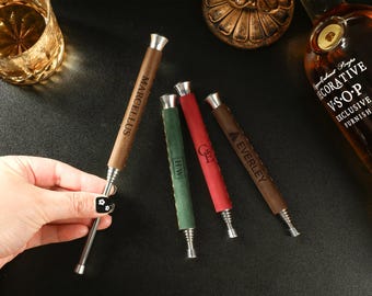Personalized Fire Blower, Custom Camping Gear, Fire Blower with Leather Sleeve, Outdoor Gift, Sliding Blow Poker, Outdoor Survival Gear