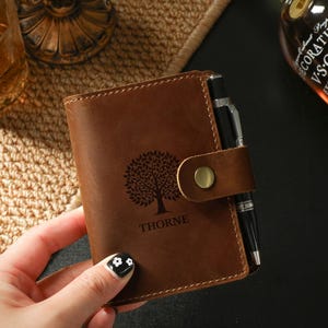 Personalized Pocket Journal, Leather Notebook with Pen Holder, Vintage Traveler&#39;s Journal, Pocket Portable Journal, Any Occasion Gift