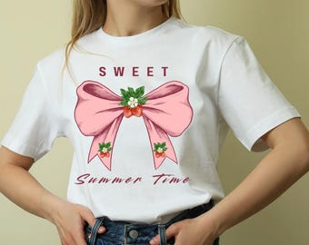 Strawberry Bow PNG: Summer Shirt Design (Digital Download)