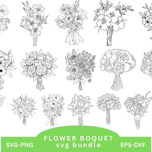 Floral Bouquet Svg Bundle,wildflowers Svg,Botanical svg,Flower Bouquet Png,minimalist Bouquet svg,Flower Svg,Wedding Svg,Cricut Files