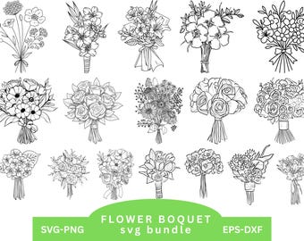 Floral Bouquet Svg Bundle,wildflowers Svg,Botanical svg,Flower Bouquet Png,minimalist Bouquet svg,Flower Svg,Wedding Svg,Cricut Files