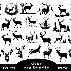 Deer SVG Bundle,Deer in the Forest svg,Deer Hunting SVG,Deer Silhouette,Deer vector,Deer cut files,svg files for cricut,Instant Download