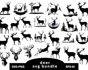 Deer SVG Bundle,Deer in the Forest svg,Deer Hunting SVG,Deer Silhouette,Deer vector,Deer cut files,svg files for cricut,Instant Download