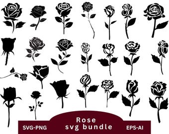 ROSE SVG Bundle,Vintage Rose SVG Bundle,flower svg,Rose Clipart Bundle,Botanical svg,Rose Clipart for Cricut, Laser Cutting,Digital Download