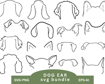 Hunderasse Ohren SVG, Hunderasse Ohren Png, Hundeohr Umriss, SVG Clipart Bundle, Tattoo svg, Hundeohren svg für Shirt, Hundekunst svg, Sofort Download