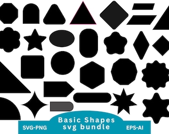 Grundform SVG-Bundle, Grundform PNG-Bundle, Tags svg, Grundform Clipart, Namensschilder Formen svg, dekorative Rahmen Silhouette, geometrische Form