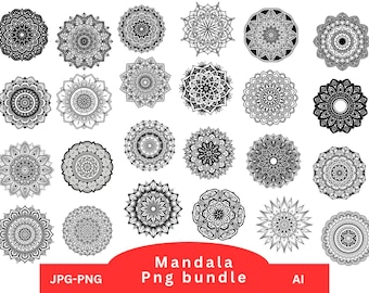 Paquete de mandalas PNG, mandalas PNG, diseños vectoriales de mandalas, mandalas elegantes PNG, archivos de corte de silueta, diseño de mandalas PNG, diseño de sublimación PNG.