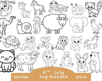 Animal Doodle SVG Bundle,animals outline SVG,Wild Animal cut file,Animal Clipart,Perfect for Kids' Crafts & Designs,Digital Download.