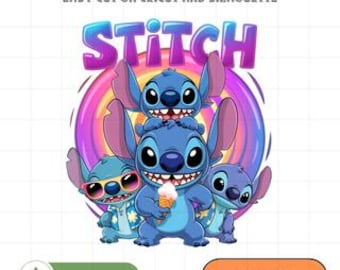 Paquete PNG de la familia Stitch, clipart de Stitch, descarga digital de helado de Lilo Stitch, archivo de sublimación de Stitch de dibujos animados para Cricut