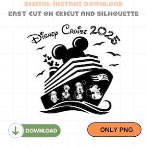 Disney Cruise Ship Outline PNG, Mickey Minnie Donald Goofy Cruise Clipart, Family Vacation Shirt Design, Nautical Cruise Digital