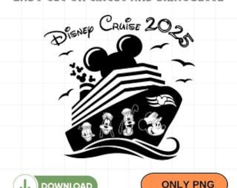 Disney Cruise Ship Outline PNG, Mickey Minnie Donald Goofy Cruise Clipart, Family Vacation Shirt Design, Nautical Cruise Digital