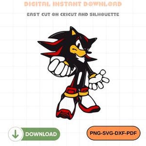 Shadow the Hedgehog SVG PNG Bundle, Sonic Character Cricut Cut File, Video Game Digital Download, Birthday Shirt Clipart Design