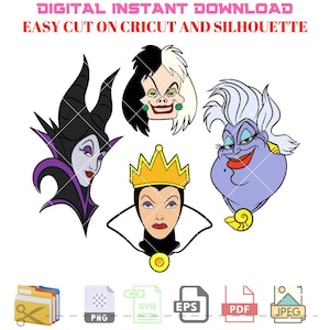 Bösewichte SVG-Bundle, Halloween-Svg, Spooky Jahreszeit-Svg, Kawaii Art-Svg, Cricut, Silhouette Vektor-Schnittdatei