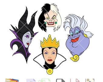 Villians SVG Bundle, Halloween Svg, Spooky Season Svg, Kawaii Svg, Cricut, Silhouette Vector Cut File