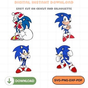Sonic the Hedgehog SVG Bundle, Sonic PNG Clipart Digital Download, Cricut Cut File, Birthday Shirt Design, Game Character Vector
