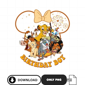 Lion King Birthday Boy PNG, Disney Characters Party Shirt Clipart, Baby Boy Birthday Digital Download