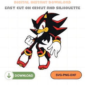 Shadow Hedgehog SVG, Shadow PNG Clipart, Sonic Game Vector, Digital Download Cricut, Cutting File for Shirt Design