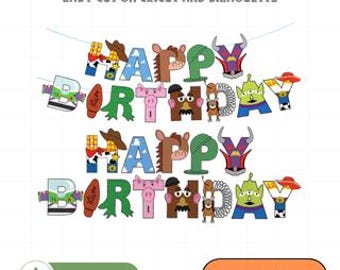 Toy Story Birthday Banner PNG, Digital Download Party Wall Sign, Printable Kids Room Decor, Happy Birthday Party Backdrop