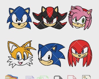 Pacote Sonic the Hedgehog Svg, Rosto Sonic Svg, Cabeça Sonic Svg, Camadas Svg, Cricut, Arquivo de Corte Vetorial Silhouette