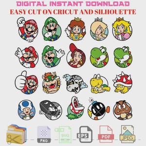 Super Mario Charaktere Bundle SVG, Mario Charaktere Bundle, Super Mario Bundle, Mario Bros Bundle, Cricut, Silhouette Vektor geschnitten Datei