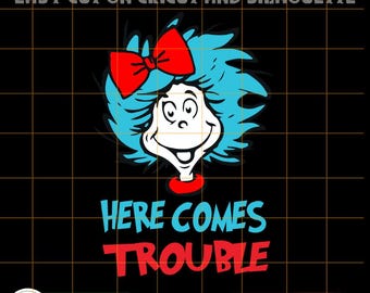 Here Comes Trouble PNG, Cat In The Hat Png, Teacher Dr Seuss Design Png, Things Png,