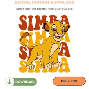 Simba Lion King PNG, Cute Baby Lion Clipart, Kids Birthday Party Digital Download, Nursery Wall Art Printable File for Cricut and Silhouette
