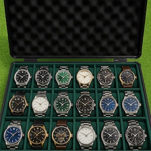 Premium Watch Organizer Box – 24 Soft Slots – Travel Watch Case for Men Lightweight,Durable,& Locks secure gift for him,gift for watch lover